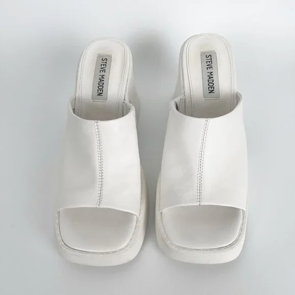 Steve Madden Kane Sandal Leather Platform High Heel Chunky Block 70s 1970s Disco - Picture 7 of 11